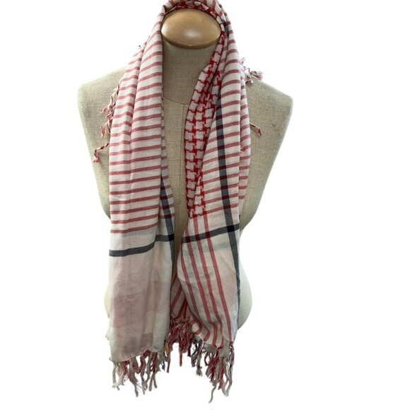 Red plaid check 100% Cotton scarf shawl Universal Thread NEW NWT - Picture 3 of 5